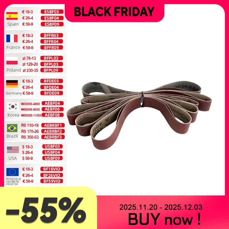 Allsome шлифовальные ленты 10 шт., 40-1000 зернистости
Allsome шлифовальные ленты 10 шт., 40-1000 зернистости