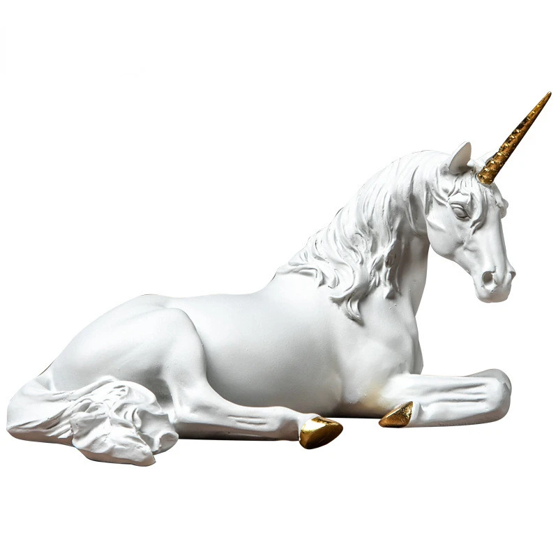 Nordic Resin White Unicorn Horse Statue Animal Figurines Modern Home Office Decoration Living Room Fairy Garden Decor
Nordic Resin White Unicorn Horse Statue Animal Figurines Modern Home Office Decoration Living Room Fairy Garden Decor