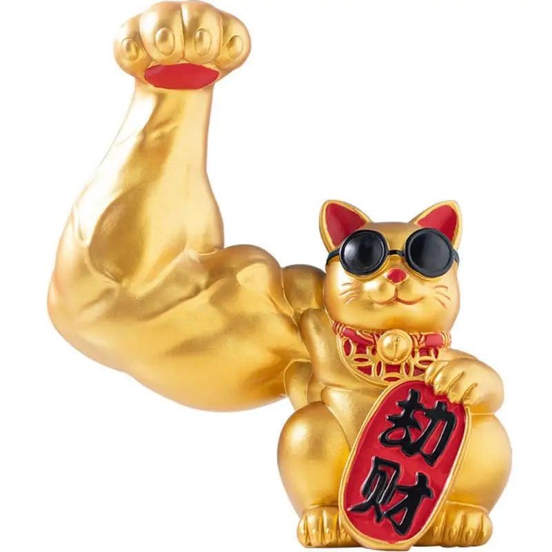 

Fortune Cat Door Interior Muscle Arm Welcome Cat Fortune Accessories Lucky Cat Figurine Powered Lucky Cat Statue Gift Waving Arm
