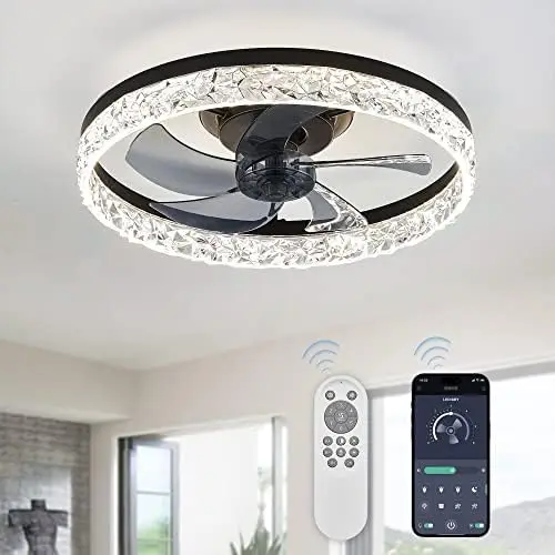 Modern Ceiling Fans with Lights and Remote, Dimmable Low Profile Ceiling Fan, Flush Mount Bladeless Ceiling Fan, Stepless Color
Modern Ceiling Fans with Lights and Remote, Dimmable Low Profile Ceiling Fan, Flush Mount Bladeless Ceiling Fan, Stepless Color