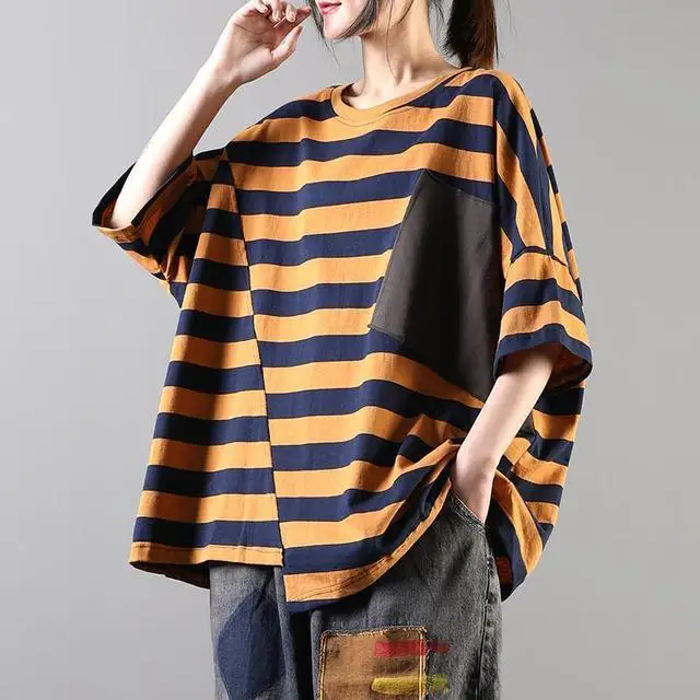 New Oversize Batwing Sleeve Lady Top Short Sleeve Print Striped Spliced T-Shirts Women Clothing Female Cotton Loose Tees Shirts
New Oversize Batwing Sleeve Lady Top Short Sleeve Print Striped Spliced T-Shirts Women Clothing Female Cotton Loose Tees Shirts