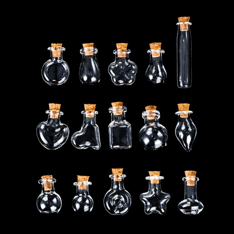 

10Pcs Mini Glass Bottles Small Vials Cork Miniature Clear Jars Multi Usage Stopper Wish Gift For Holiday Wedding Home Decoration