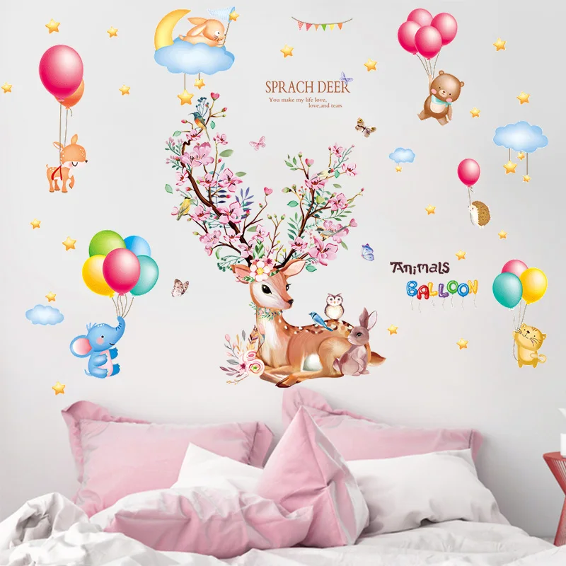 Cartoon Deer Animal Wall Stickers DIY Balloons Clouds Wall Decals for Kids Rooms Baby Bedroom Children Nursery Home Decoration
Cartoon Deer Animal Wall Stickers DIY Balloons Clouds Wall Decals for Kids Rooms Baby Bedroom Children Nursery Home Decoration