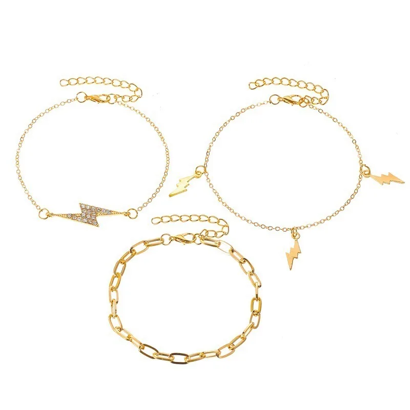 3PCs New Lightning Bracelet European American Zinc Alloy Bracelet Set for Women Anniversary Jewelry Gold and Silver Color 2023
3PCs New Lightning Bracelet European American Zinc Alloy Bracelet Set for Women Anniversary Jewelry Gold and Silver Color 2023