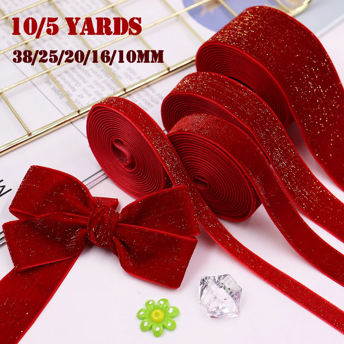5Yards 38/25/10MM Christmas Ribbon Red Sparkle Velvet Ribbons for Garland, Gifts, Wrapping, Bows Christmas Decoration Tools
5Yards 38/25/10MM Christmas Ribbon Red Sparkle Velvet Ribbons for Garland, Gifts, Wrapping, Bows Christmas Decoration Tools