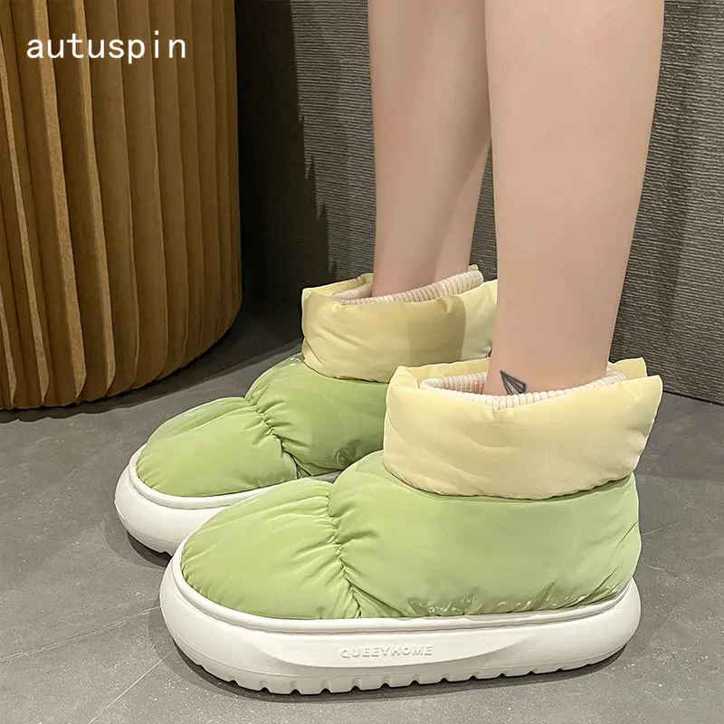 Autuspin женские зимние ботинки из пуховой ткани, милая модная зимняя водонепроницаемая теплая женская зимняя обувь в уличном стиле
Autuspin женские зимние ботинки из пуховой ткани, милая модная зимняя водонепроницаемая теплая женская зимняя обувь в уличном стиле