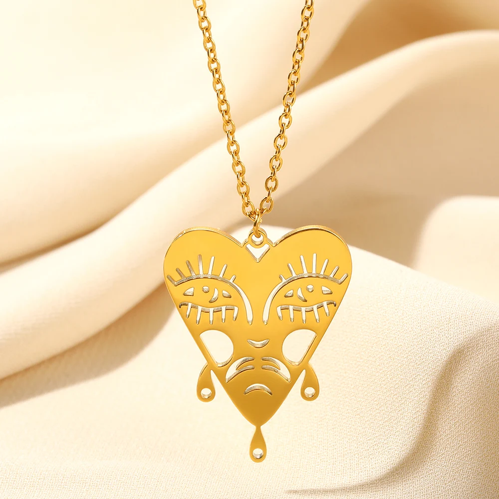 Face Love Pendant Necklace Stainless Steel Hollow Heart Shape Necklaces For Women Peach Versatile Sweater Chain Bohemian Jewelry
Face Love Pendant Necklace Stainless Steel Hollow Heart Shape Necklaces For Women Peach Versatile Sweater Chain Bohemian Jewelry