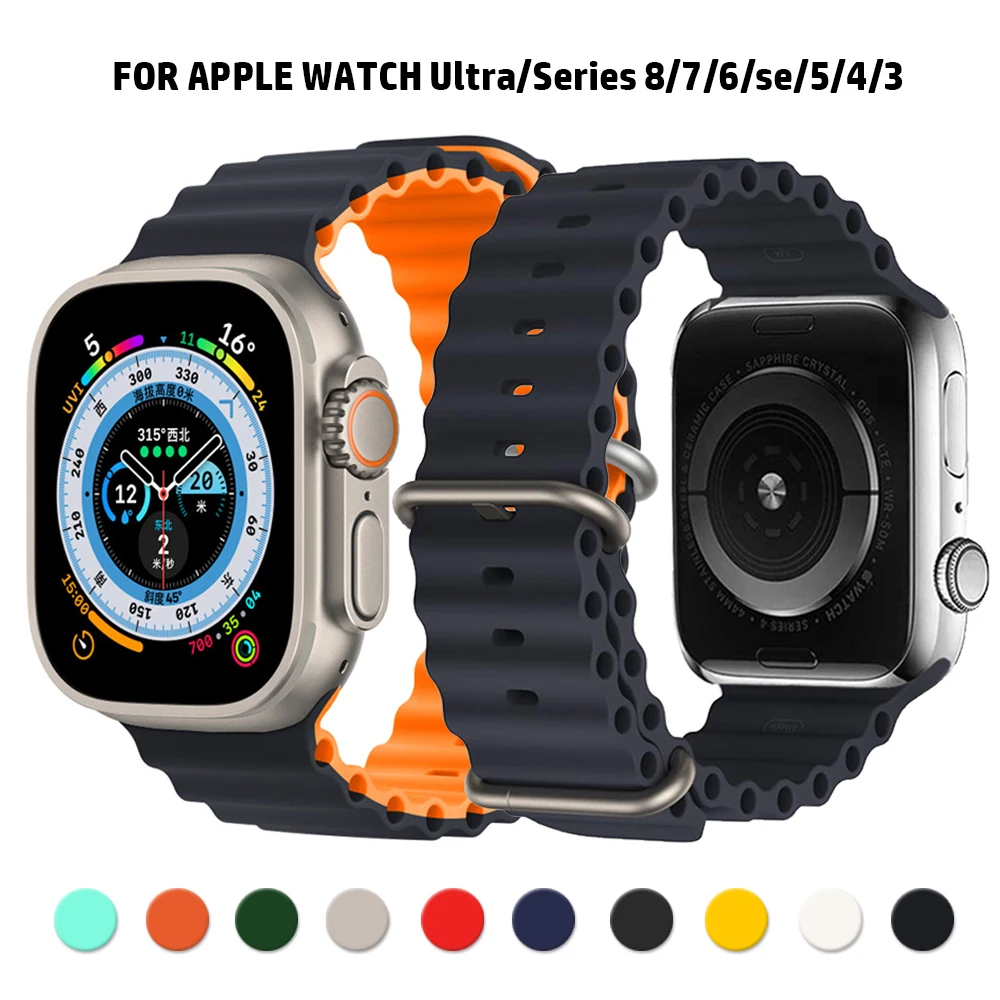 Силиконовый ремешок Ocean для Apple Watch Band 49 мм 44 мм 45 мм 40 мм 41 мм 38 42 мм, браслет для iWatch series Ultra 7 8 4 5 6 SE
Силиконовый ремешок Ocean для Apple Watch Band 49 мм 44 мм 45 мм 40 мм 41 мм 38 42 мм, браслет для iWatch series Ultra 7 8 4 5 6 SE