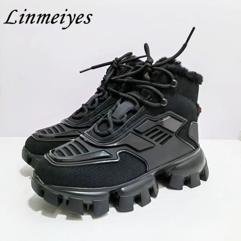 Winter Inside Plush High Top Boots Women Thick Sole Sport Shoes Lady Lace Up Black Outdoors Patchwork Platform Flat Boots Women
Winter Inside Plush High Top Boots Women Thick Sole Sport Shoes Lady Lace Up Black Outdoors Patchwork Platform Flat Boots Women
