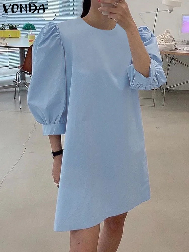 VONDA Elegant Mini Dress 2023 Fashion Summer Women O-Neck 3/4 Puff Sleeve Casual Short Dresses Loose Solid A Line Party Vestidos
VONDA Elegant Mini Dress 2023 Fashion Summer Women O-Neck 3/4 Puff Sleeve Casual Short Dresses Loose Solid A Line Party Vestidos