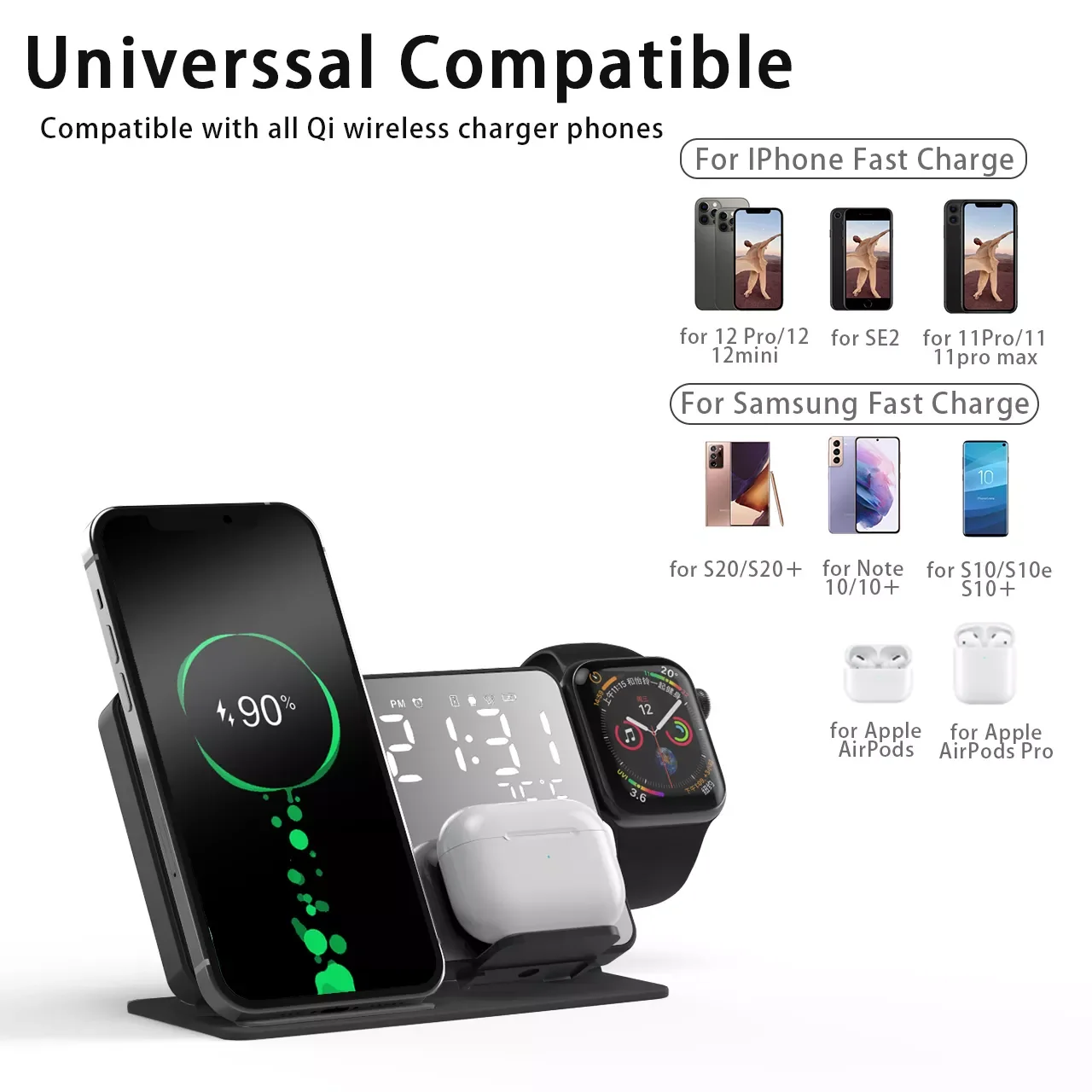 The new3 in 1 Wireless Charger For iPhone 13 12 11 Pro Max XS XR 15W Fast Charging Dock Station Desktop LED Digital Alarm Clock
The new3 in 1 Wireless Charger For iPhone 13 12 11 Pro Max XS XR 15W Fast Charging Dock Station Desktop LED Digital Alarm Clock