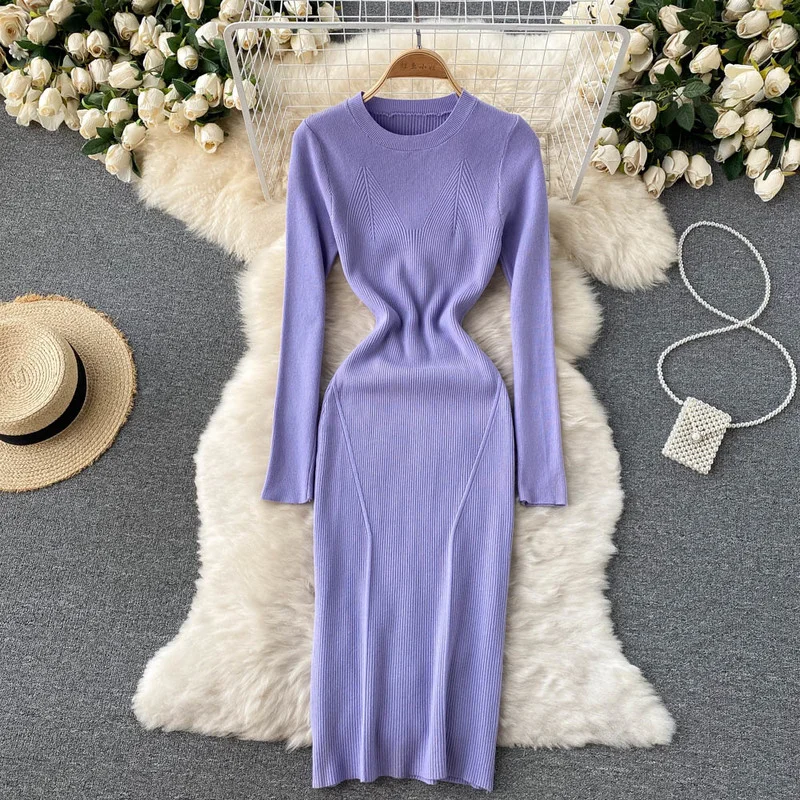 Elegant Sexy O NECK Tight stretch knit dress autumn waist hip elastic knitted dress female winter base Sheath dress Office Lady
Elegant Sexy O NECK Tight stretch knit dress autumn waist hip elastic knitted dress female winter base Sheath dress Office Lady