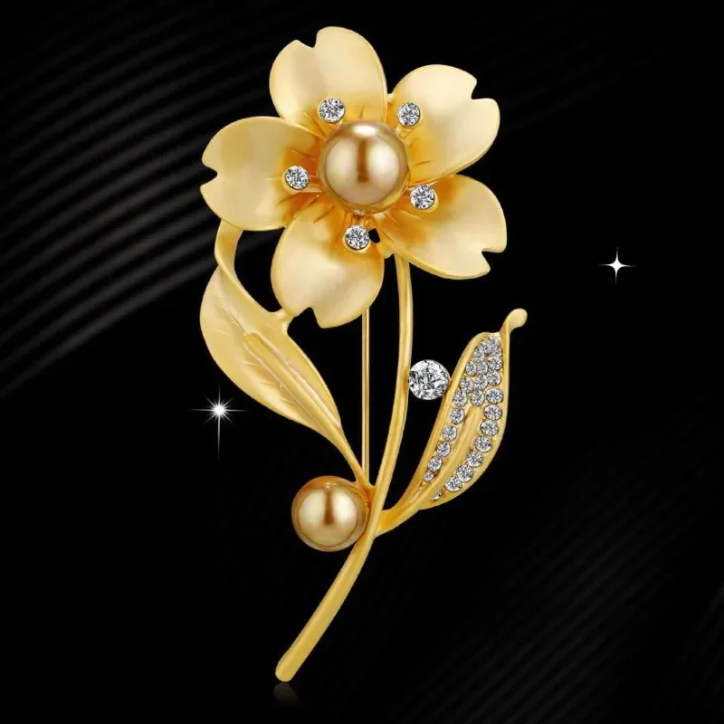 

Classic Luxury New High-End Artificial Pearl Brooch Fashion Rhinestone Badge Enamel Drip Oil Men And Women's Accessories Corsage