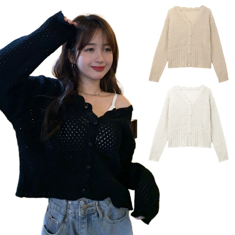 Womens Long Sleeve V-Neck Thin Cardigan Vintage Hollow Out Knit Button Down Solid Color Sweater Jacket Coat Drop Shipping 
Womens Long Sleeve V-Neck Thin Cardigan Vintage Hollow Out Knit Button Down Solid Color Sweater Jacket Coat Drop Shipping