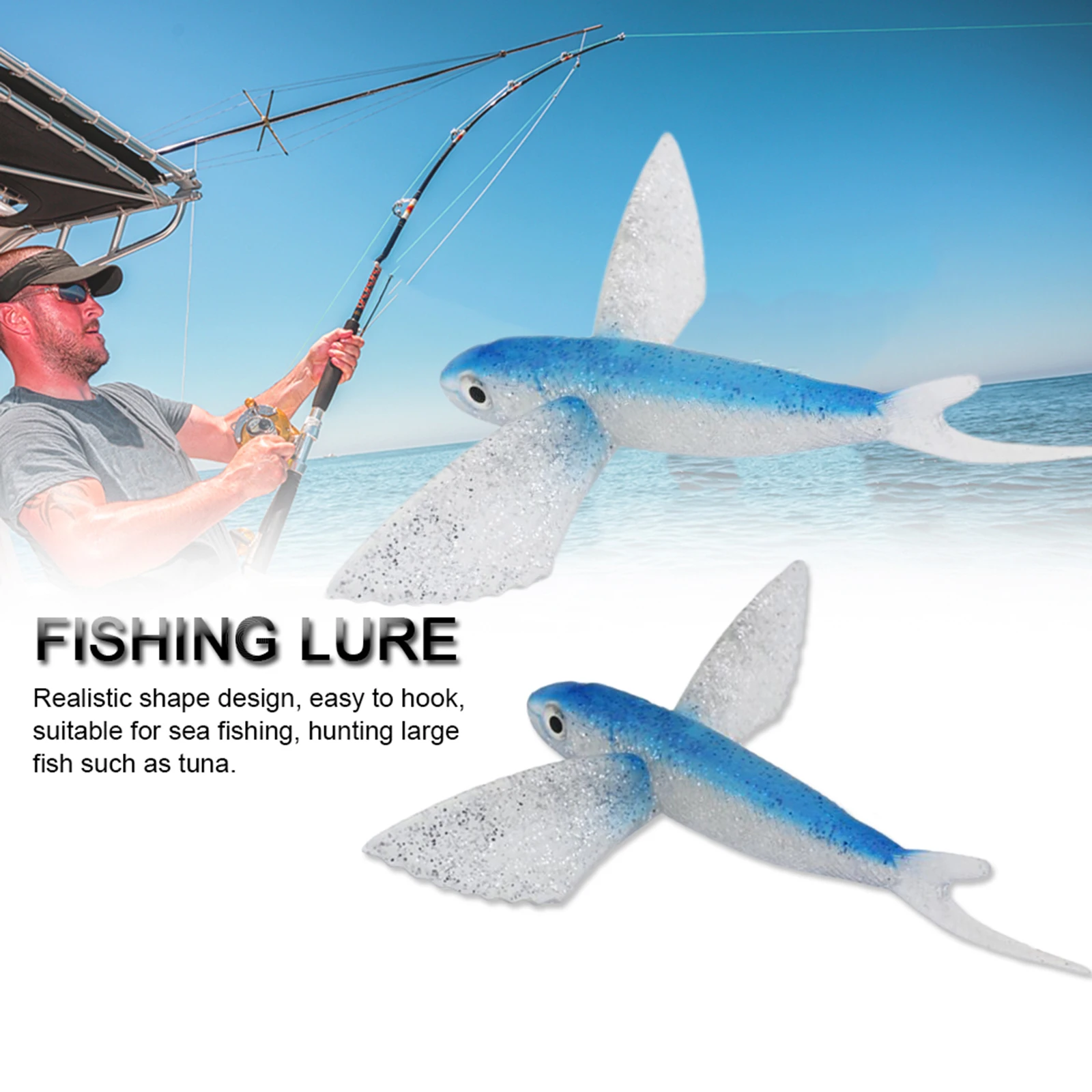 

1pc 17/21cm Flying Fish Artificial Bait Soft Tuna Lure Seawater Fishing Lure For Kingfish Tuna Horse Mackerel Catfish 52-124g