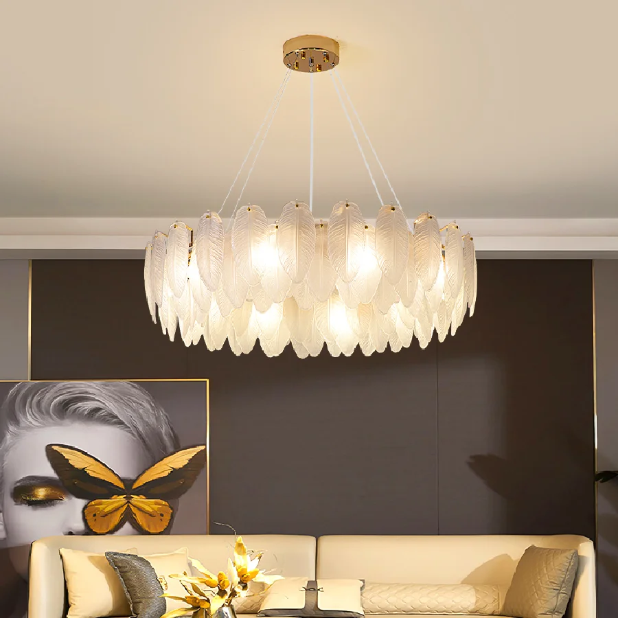 Nordic Light Luxury Feather Glass Chandeliers Postmodern Creative Living Room Ceiling Decoration Lamp Dining Bedroom Chandelier
Nordic Light Luxury Feather Glass Chandeliers Postmodern Creative Living Room Ceiling Decoration Lamp Dining Bedroom Chandelier