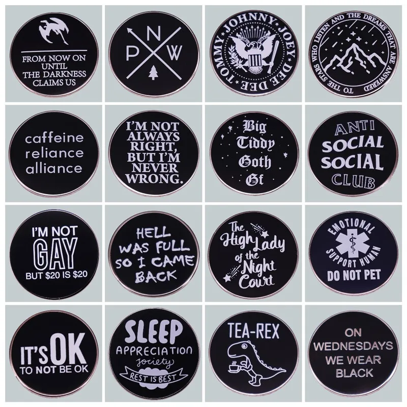 Funny Word Proverb Slogan Black Round Enamel Brooch Pin Brooches Lapel Pins Badge Denim Jacket Jewelry Accessories Fashion Gifts
Funny Word Proverb Slogan Black Round Enamel Brooch Pin Brooches Lapel Pins Badge Denim Jacket Jewelry Accessories Fashion Gifts