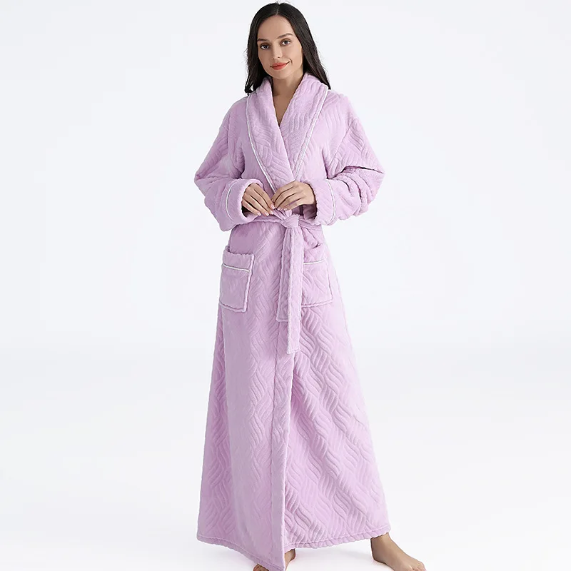 Jacquard Flannel Dressing Gowns Women Thermal Winter Warm Extra Long Kimono Bathrobe Long Sleeve Pockets V-neck Homewear
Jacquard Flannel Dressing Gowns Women Thermal Winter Warm Extra Long Kimono Bathrobe Long Sleeve Pockets V-neck Homewear