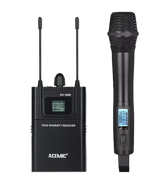 ACEMIC DV-100H DSLR/Camera wireless microphone system UHF True diversity Wireless handheld Microphone
ACEMIC DV-100H DSLR/Camera wireless microphone system UHF True diversity Wireless handheld Microphone