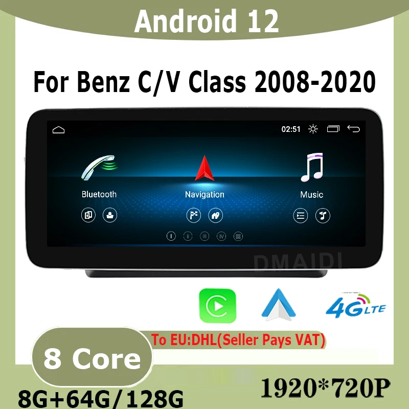 10.25/12.5 Inch Android 12 8+128G multimedia player for Mercedes Benz C/V Class W204 W205 GLC X253 W638 GPS Navigation
10.25/12.5 Inch Android 12 8+128G multimedia player for Mercedes Benz C/V Class W204 W205 GLC X253 W638 GPS Navigation