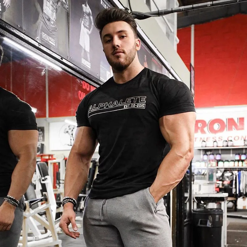 Muscular Men's T-shirt Cotton Round Neck Bodybuilding for Men Running Fitness Short-sleeved Shirts Graphic Tees Men Streetwear
Muscular Men's T-shirt Cotton Round Neck Bodybuilding for Men Running Fitness Short-sleeved Shirts Graphic Tees Men Streetwear