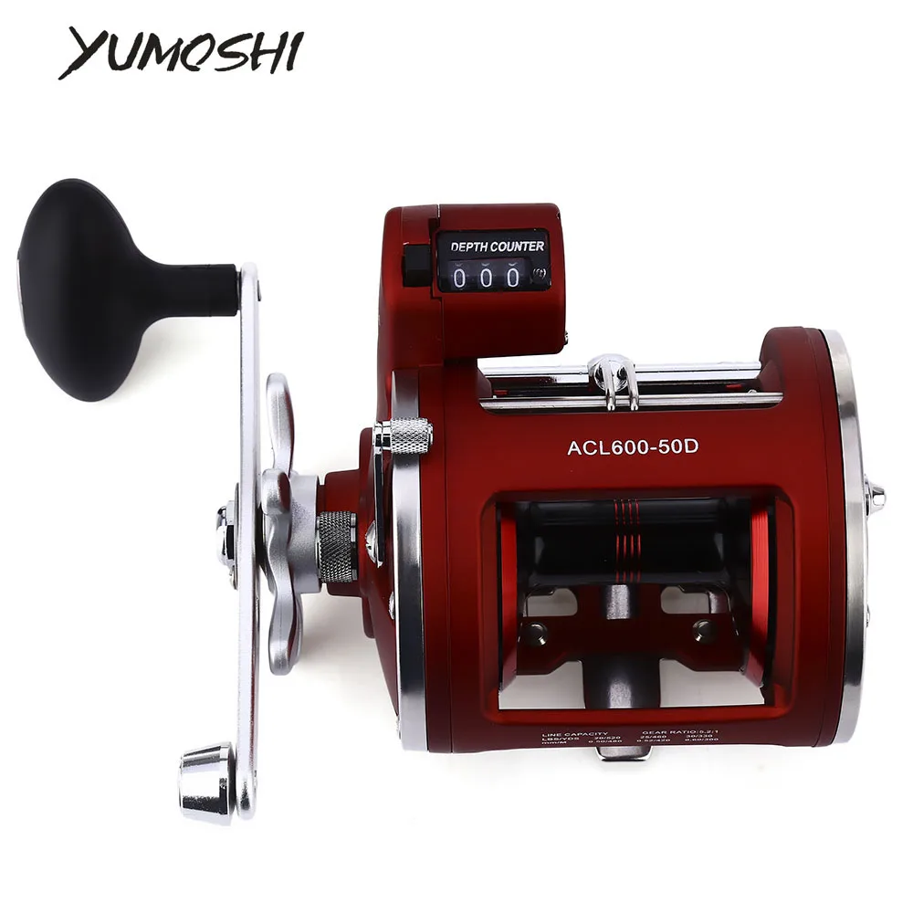 Left Drum Fishing Reel with Counter Encoder YUMOSHI Thread Capacity ACL30D AC30D: 0.4mm 420M, 3.8:1; ACL50D: 0.5mm 480M, 5.2:1
Left Drum Fishing Reel with Counter Encoder YUMOSHI Thread Capacity ACL30D AC30D: 0.4mm 420M, 3.8:1; ACL50D: 0.5mm 480M, 5.2:1