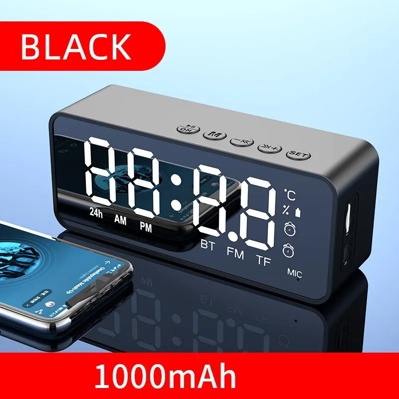 

G50 Wireless Bluetooth Speaker With FM Radio Mini Portable Card Mirror Alarm Clock Sound Dual Alarm Clock Settings For All Phone