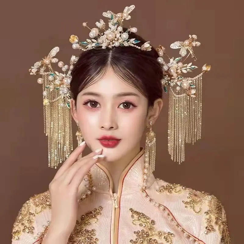 Женская заколка для волос Hanfu в китайском стиле, свадебные аксессуары Xiuhe для невесты, шпильки для волос, короны
Женская заколка для волос Hanfu в китайском стиле, свадебные аксессуары Xiuhe для невесты, шпильки для волос, короны