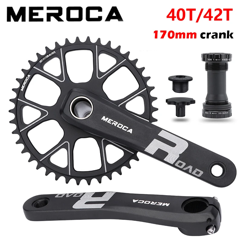 MEROCA road bike crankset 170mm 40T 42T single sprocket hollow 7075 aluminum alloy road bike crankset mountain bike accessories
MEROCA road bike crankset 170mm 40T 42T single sprocket hollow 7075 aluminum alloy road bike crankset mountain bike accessories