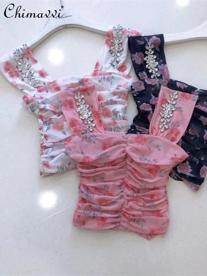 Female Elegant Sweet Floral Pleated Pullover Suspender Vest Women 2022 Summer New Fashion Sexy Slimming Short Tube Camisole Top
Female Elegant Sweet Floral Pleated Pullover Suspender Vest Women 2022 Summer New Fashion Sexy Slimming Short Tube Camisole Top