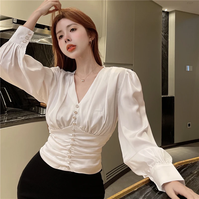 Long Sleeve Solid Women Blouse Fashion Crop Tops Tunic Pleated Blouses Temperament Autumn Shirts 2023 Blusas De Mujer
Long Sleeve Solid Women Blouse Fashion Crop Tops Tunic Pleated Blouses Temperament Autumn Shirts 2023 Blusas De Mujer