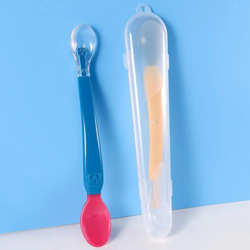 Smooth Edge Toddler Accessory Soft-Tip Double-end Temperature Sensing Baby Silicone Spoons Baby Spoons for Picnic 
Smooth Edge Toddler Accessory Soft-Tip Double-end Temperature Sensing Baby Silicone Spoons Baby Spoons for Picnic