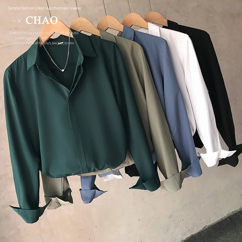 Solid Color Long Sleeved Shirt Men Fashion Social Mens Dress Shirt Korean Loose Ice Silk Shirts Mens Office Formal Shirt S-4XL
Solid Color Long Sleeved Shirt Men Fashion Social Mens Dress Shirt Korean Loose Ice Silk Shirts Mens Office Formal Shirt S-4XL
