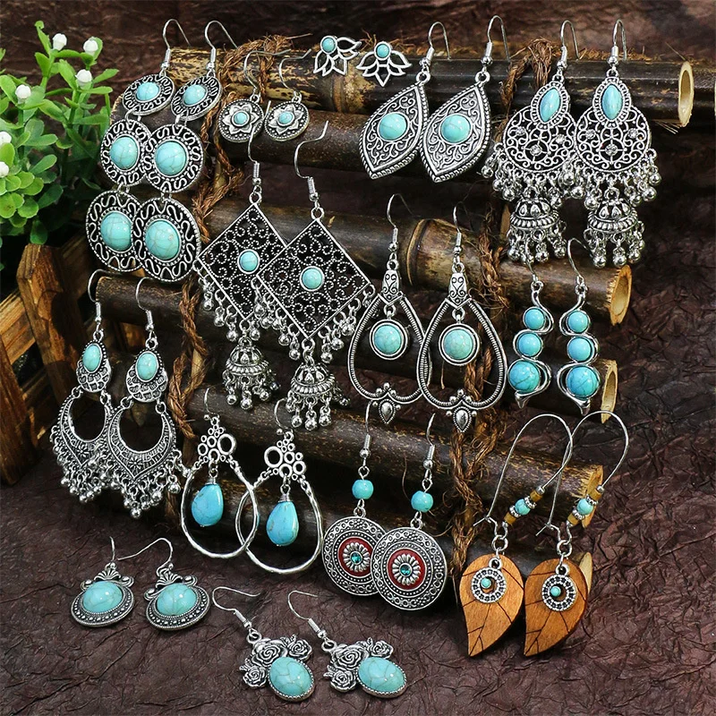 Vintage Ethnic Simulated Turquoises Earrings For Women Bohemian Geometric Bell Beads Indian Earrings Jewelry Jhumka
Vintage Ethnic Simulated Turquoises Earrings For Women Bohemian Geometric Bell Beads Indian Earrings Jewelry Jhumka