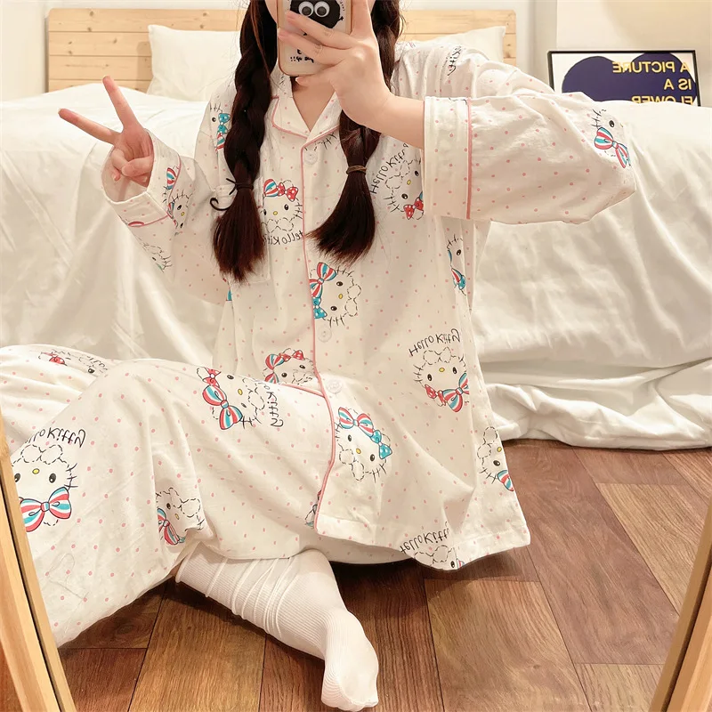 Kawaii Sanrio Hellokitty Pajama Set Anime Cotton Soft Comfortable Two-Piece Set Spring Autumn Home Clothes Girl Christmas Gift
Kawaii Sanrio Hellokitty Pajama Set Anime Cotton Soft Comfortable Two-Piece Set Spring Autumn Home Clothes Girl Christmas Gift