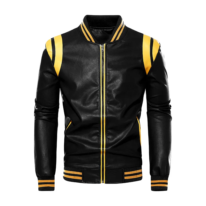 2022 Men's PU Leather Baseball Jacket Motorcycle Fleece Leather Coats Fashion Color Matching Loose Outwear Male Denim Jacket
2022 Men's PU Leather Baseball Jacket Motorcycle Fleece Leather Coats Fashion Color Matching Loose Outwear Male Denim Jacket