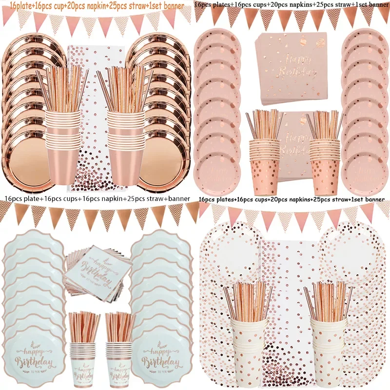 Rose Gold Happy Birthday Printing dot Disposable Tableware Set Paper Plate Cup birthday party decoration Girl Kids baby shower
Rose Gold Happy Birthday Printing dot Disposable Tableware Set Paper Plate Cup birthday party decoration Girl Kids baby shower