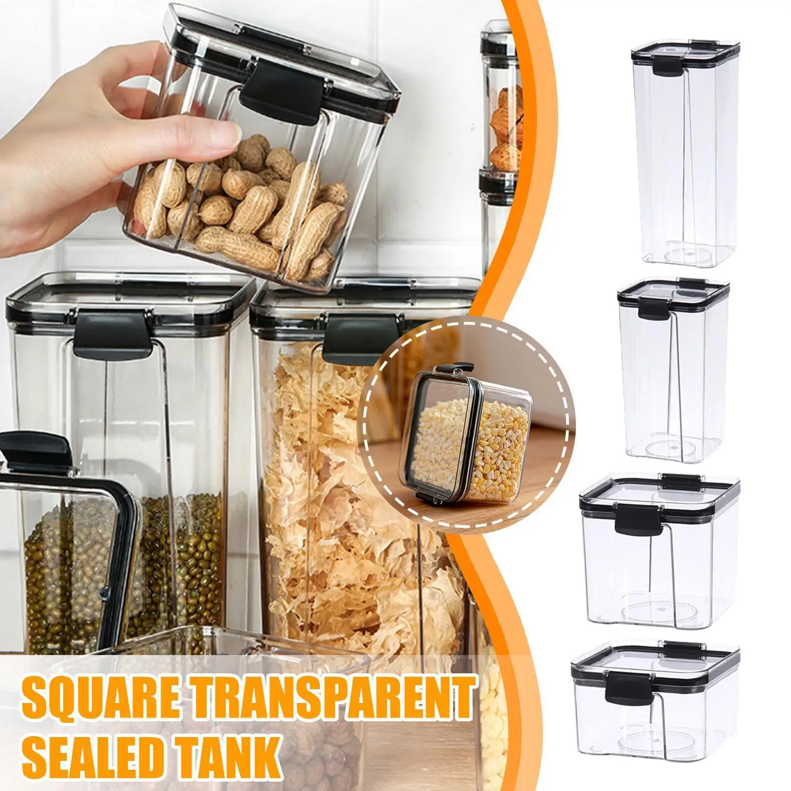 Sealed Storage Box Foldable Cans Transparent Plastic Spices Grain Kitchen Snacks Nuts Food Grade Pasta Household Conta L0f5
Sealed Storage Box Foldable Cans Transparent Plastic Spices Grain Kitchen Snacks Nuts Food Grade Pasta Household Conta L0f5