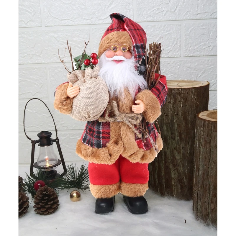 

69HF 17" Standing Naughty Nice Santa Claus Christmas Figurine Figure Decoration for Christmas Ornament Xmas Tree Decor