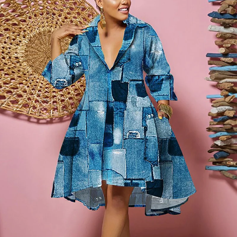 Autumn Fashion Print Loose Shirt Dress Women Casual Print V Neck Long Sleeve Party Short Dresses For Women
Autumn Fashion Print Loose Shirt Dress Women Casual Print V Neck Long Sleeve Party Short Dresses For Women