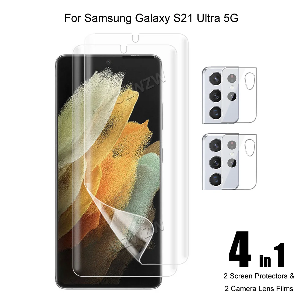 4 в 1 для Samsung Galaxy S21 Ultra 5G Защита Экрана Мягкая Гидрогелевая пленка 3D полное покрытие и пленка для объектива камеры
4 в 1 для Samsung Galaxy S21 Ultra 5G Защита Экрана Мягкая Гидрогелевая пленка 3D полное покрытие и пленка для объектива камеры