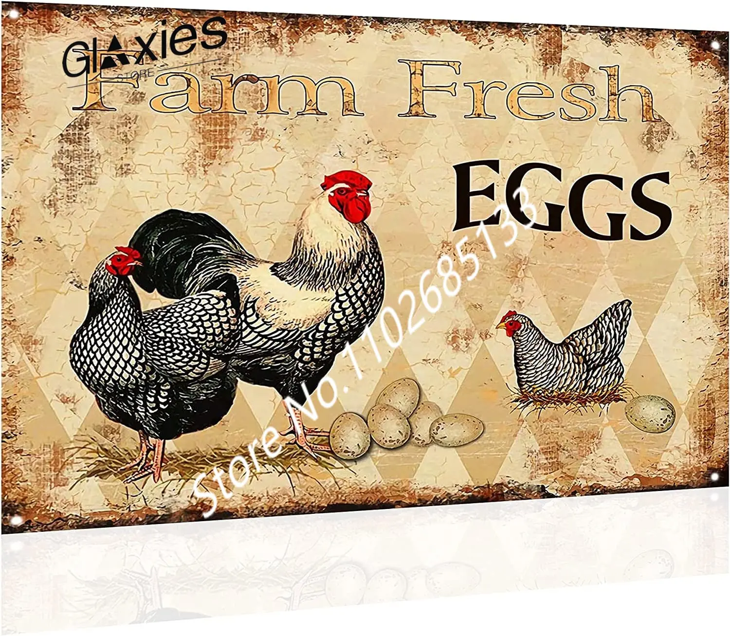 

Farm Fresh Eggs Chicken Hen Rooster Tin Sign Kitchen Farmhouse Retro Vintage Decor Metal Sign vintage metal plate