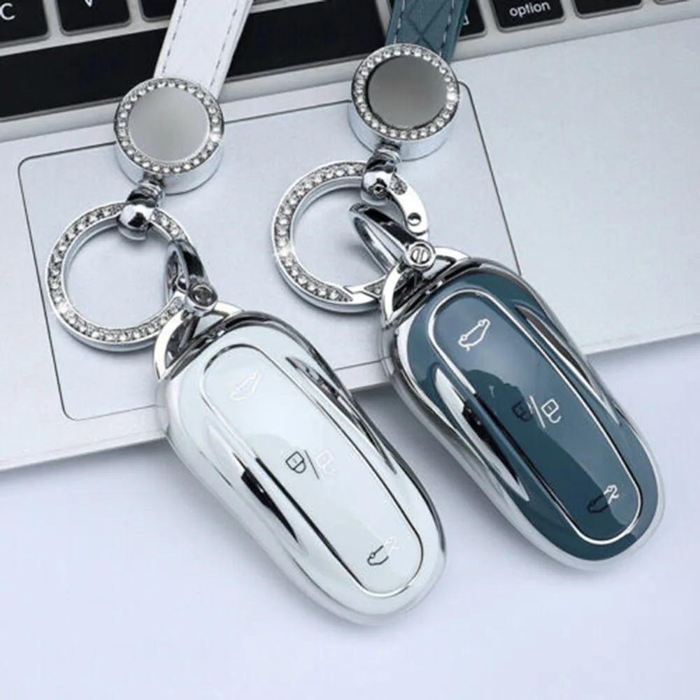 Soft TPU Car Smart Remote Key Case Cover With Diamond Keychain For Tesla Model S Model 3 Key Fob Shell Holder Protector Accessor
Soft TPU Car Smart Remote Key Case Cover With Diamond Keychain For Tesla Model S Model 3 Key Fob Shell Holder Protector Accessor