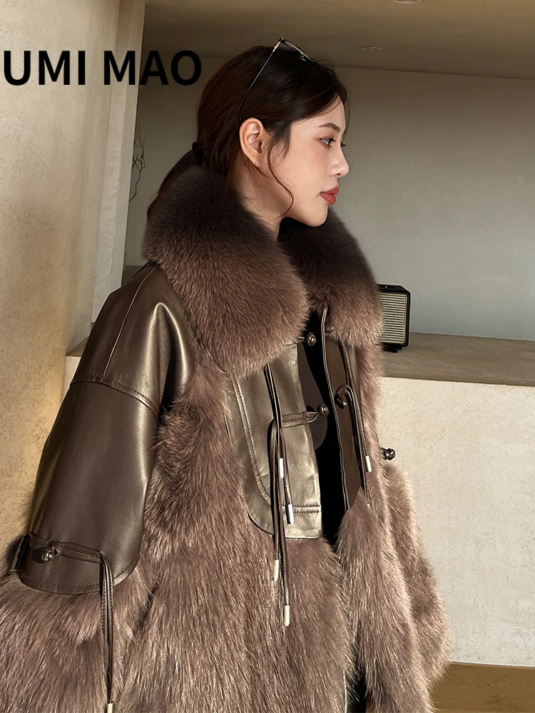 Женское зимнее длинное пальто из овечьей шкуры и лисьего меха
Женское зимнее длинное пальто из овечьей шкуры и лисьего меха