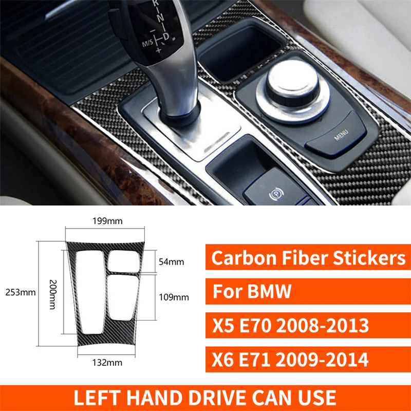 For BMW X5 E70 2008-2013 X6 E71 2009-2014 Carbon Fiber Gear Box Surround Shifter Panel Frame Stickers Tuning Car Accessories
For BMW X5 E70 2008-2013 X6 E71 2009-2014 Carbon Fiber Gear Box Surround Shifter Panel Frame Stickers Tuning Car Accessories