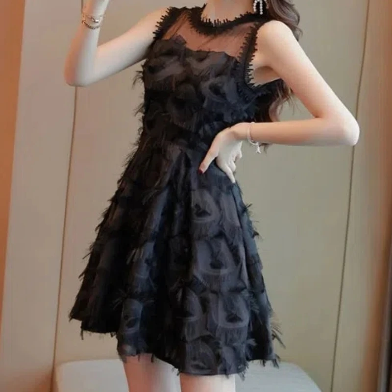 Princess Birthday Chiffon Mesh Tassel Dress Women Wedding Party Evening Dress Korean Sexy Sleeveless Slim Mini Dreses Vestidos
Princess Birthday Chiffon Mesh Tassel Dress Women Wedding Party Evening Dress Korean Sexy Sleeveless Slim Mini Dreses Vestidos