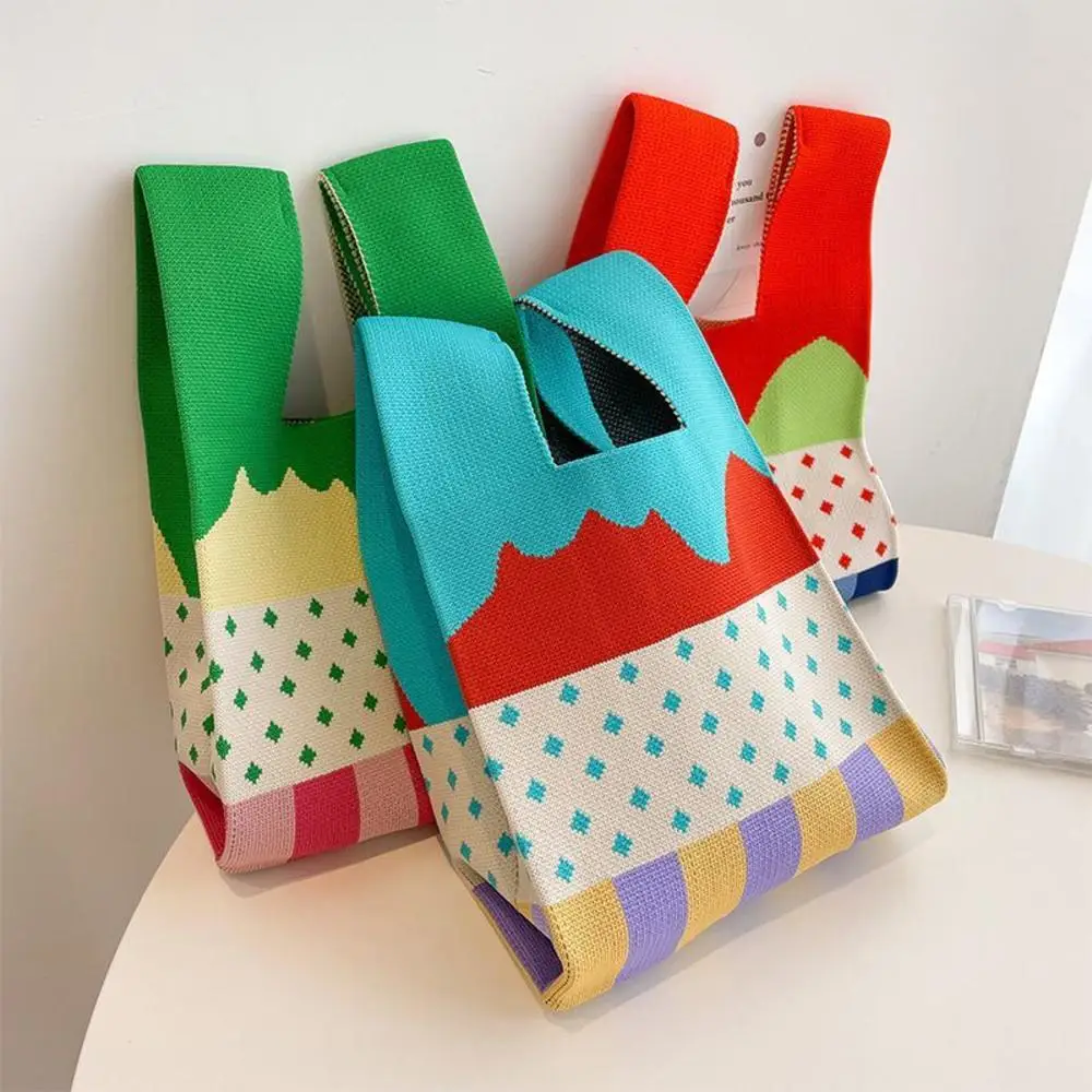 Handmade Knit Handbag Women Mini Knot Wrist Pouch Japanese Casual Color Wide Stripe Plaid Tote Bag Student Reusable Shopping Bag
Handmade Knit Handbag Women Mini Knot Wrist Pouch Japanese Casual Color Wide Stripe Plaid Tote Bag Student Reusable Shopping Bag