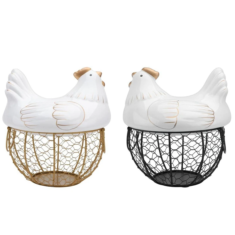 LUDA Ceramic Iron Chicken Egg Basket Holder Snack Fruit Sundries Storage Box Hen Ornaments Container Organizer Rack
LUDA Ceramic Iron Chicken Egg Basket Holder Snack Fruit Sundries Storage Box Hen Ornaments Container Organizer Rack