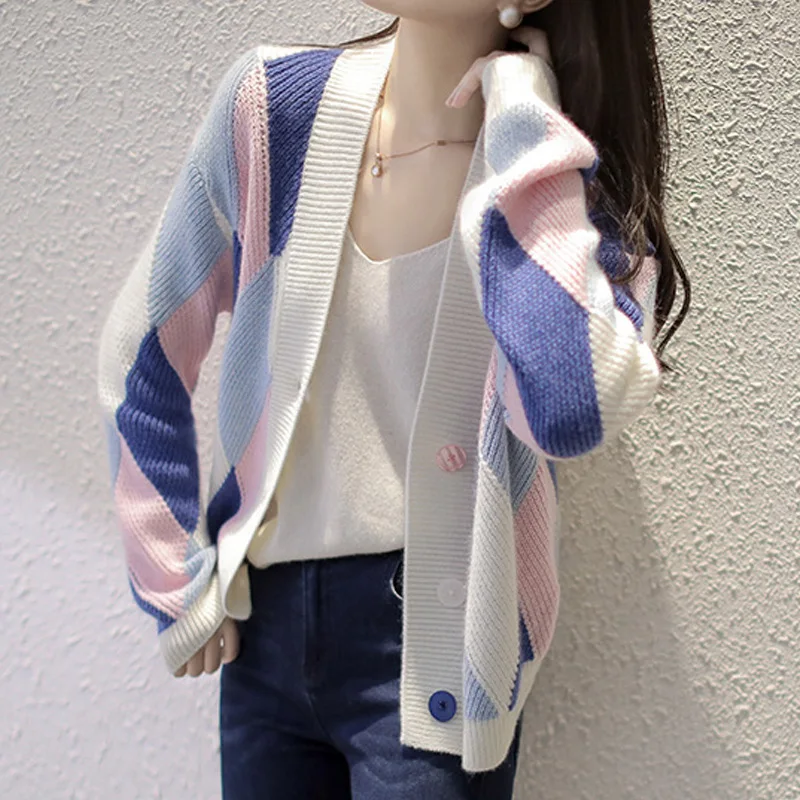 Sweater Mujer New Patchwork Color Knitwears Spring Autumn Cardigan Women Long Sleeve Top Loose Knitting Shirt свитер женский
Sweater Mujer New Patchwork Color Knitwears Spring Autumn Cardigan Women Long Sleeve Top Loose Knitting Shirt свитер женский