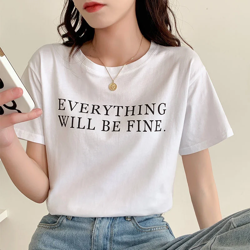 Korean Casual Short Sleeve T-Shirt Women's Summer New Alphabet Print Half Sleeve Loose Cotton Student Clothes
Korean Casual Short Sleeve T-Shirt Women's Summer New Alphabet Print Half Sleeve Loose Cotton Student Clothes
